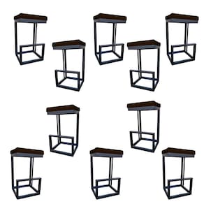 Kit 10 Banquetas Londres Base De Ferro Sued Marrom D`classe Decor