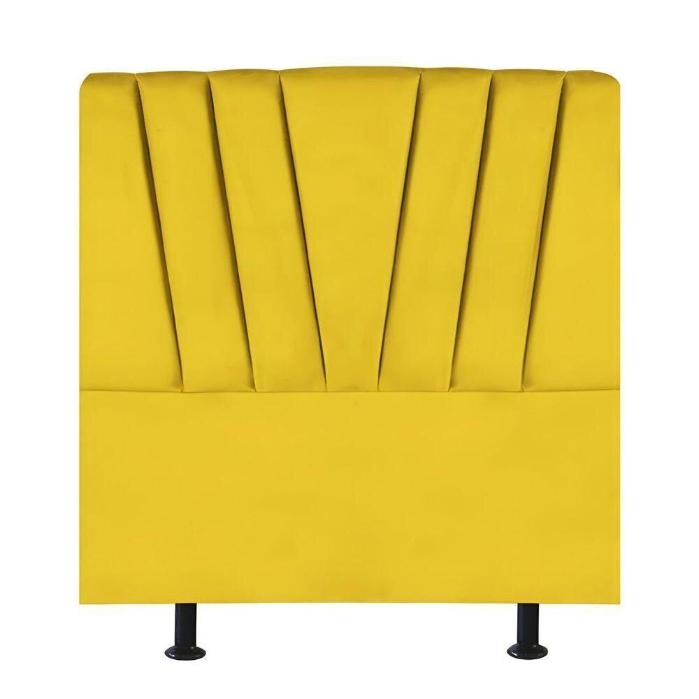 Cabeceira Estofada De Cama Casal 140 Cm Ariel Suede Amarelo