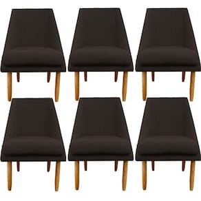 Kit 06 Cadeiras Para Sala De Jantar Ana Pés Palito Suede Marrom D`classe Decor