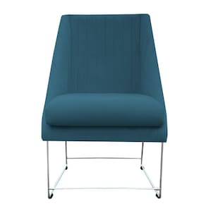 Cadeira Ana Base De Ferro Prata Suede Azul Tiffany D`classe Decor