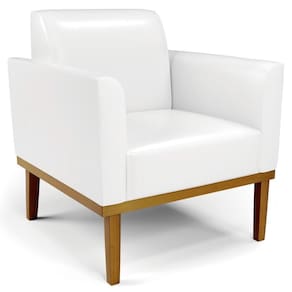 Poltrona Decorativa Base Madeira Castanho Maressa Sintético Pu Branco - Ibiza