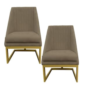 Kit 02 Cadeiras Para Sala De Jantar Ana Base De Ferro Suede Marrom Rato D`classe Decor