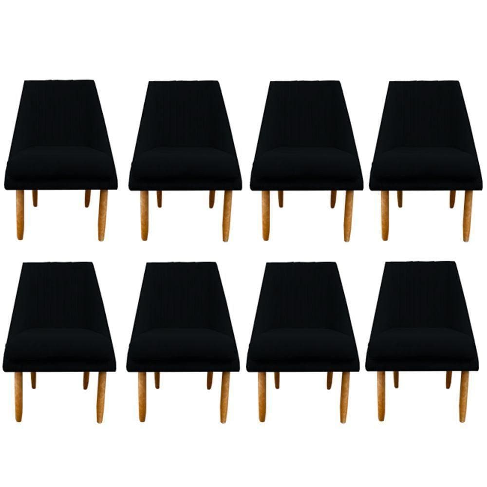 Kit 08 Cadeiras Para Sala De Jantar Ana Pés Palito Suede Preto D`classe Decor