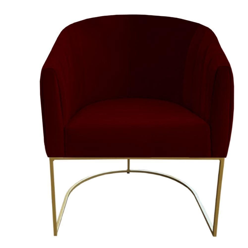 Poltrona Julia Com Base De Ferro Sala De Estar Escritório Recepção Clinica Suede Marsala D`classe Decor