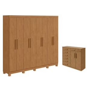 Guarda Roupa Casal Andara Soft com Pés e Cômoda Sapateira Toronto Amêndoa Clean – Lopas