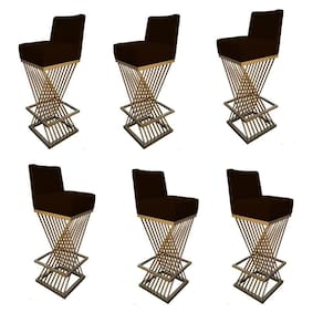 Kit 06 Banquetas Luma Base De Ferro Sued Marrom D`classe Decor