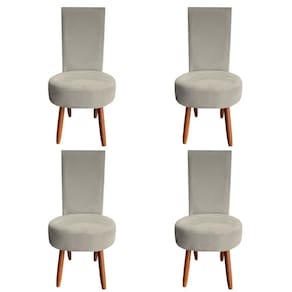 Kit 04 Cadeiras De Jantar Lisboa Sued Bege D`classe Decor