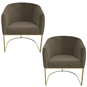 Kit 02 Poltrona Julia Com Base De Ferro Sala De Estar Escritório Recepção Clinica Suede Marrom Rato D`classe Decor