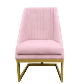 Cadeira Para Sala De Jantar Ana Base De Ferro Suede Rosa Bebê D`classe Decor