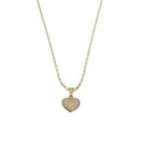 Colar Cartier 45Cm Coração Branco Letra B Banhado Ouro 18K