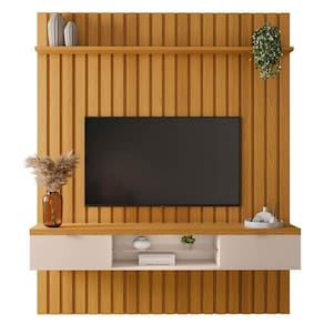 Painel Ripado Para Com Bancada Suspensa 180cm Illusiê H01 Cinamomo-off White - Mpozenato