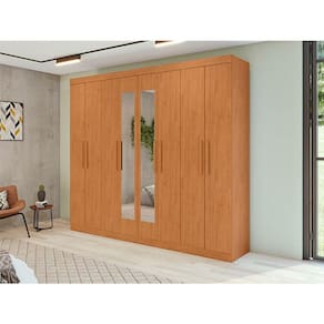Guarda Roupa Casal Ambiente Andara Soft 8 Portas Amêndoa Clean com Espelho - Lopas