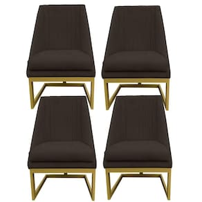 Kit 04 Cadeiras Para Sala De Jantar Ana Base De Ferro Suede Marrom D`classe Decor