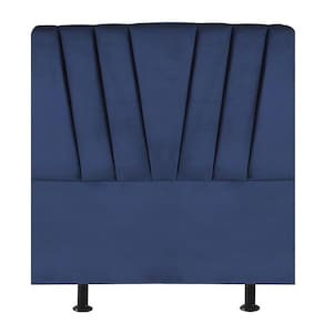 Cabeceira Estofada De Cama Casal 140 Cm Ariel Suede Azul Marinho