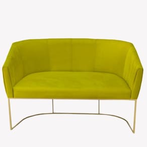 Namoradeira Julia Base De Ferro Suede Amarelo D`classe Decor