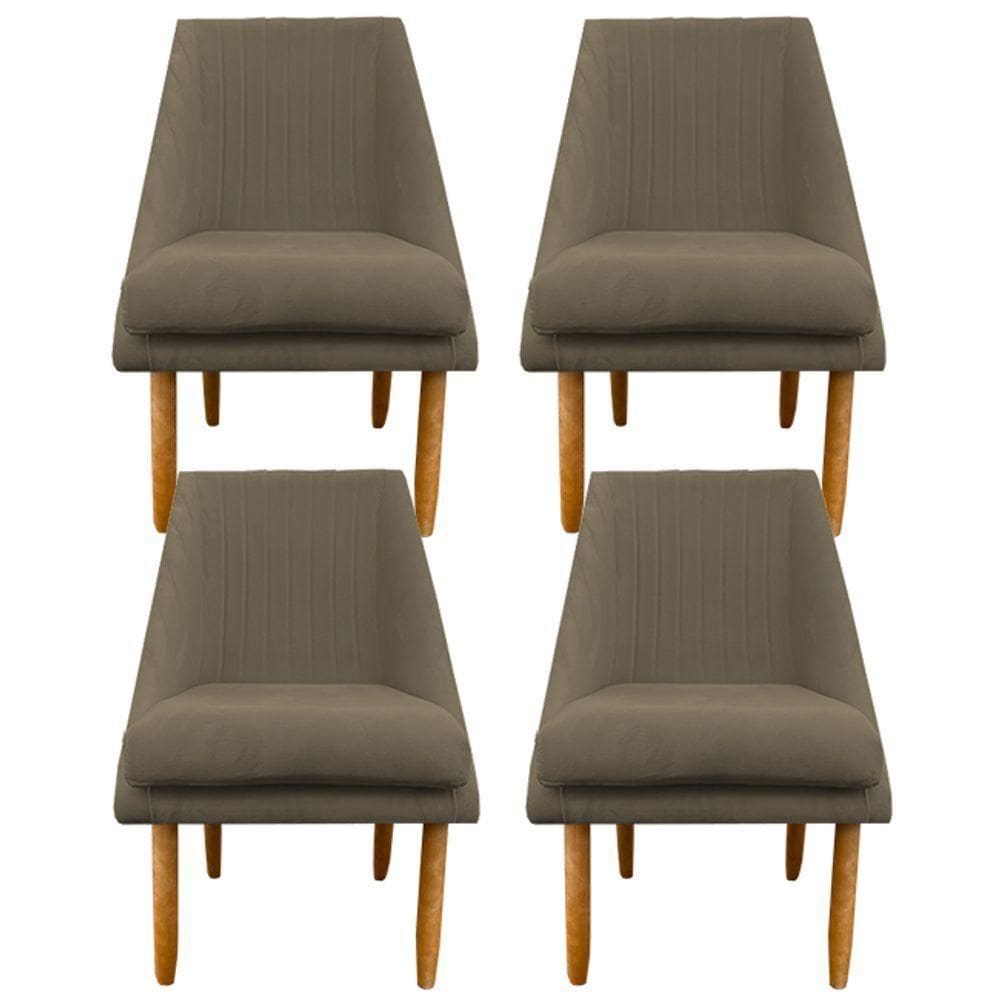 Kit 04 Cadeiras Para Sala De Jantar Ana Pés Palito Suede Marrom Rato D`classe Decor