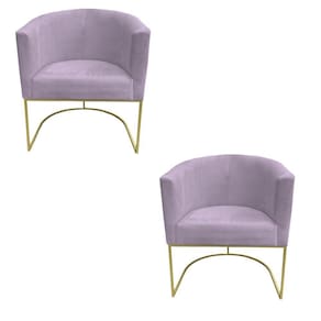 Kit 02 Poltronas Paola Base De Ferro Sued Rosa Bebê D`classe Decor