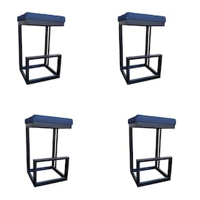 Kit 04 Banquetas Londres Base De Ferro Sued Azul Marinho D`classe Decor