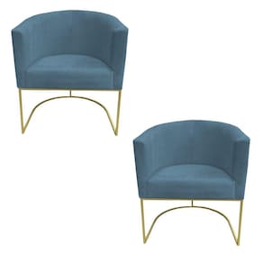 Kit 02 Poltronas Paola Base De Ferro Sued Azul Tiffany D`classe Decor