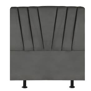 Cabeceira Estofada Cama Solteiro 90 Cm Ariel Suede Cinza