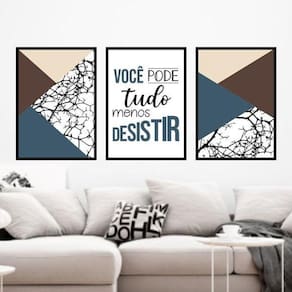Quadros Você Pode Tudo Marrom Moldura Preta 24X18Cm 3 Peças