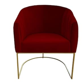 Poltrona Julia Com Base De Ferro Sala De Estar Escritório Recepção Clinica Suede Vermelho D`classe Decor