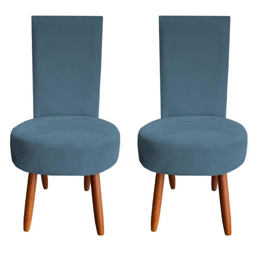 Kit 02 Cadeiras De Jantar Lisboa Sued Azul Tiffany D`classe Decor