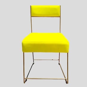 Cadeira Atena Base De Ferro Maciço Dourada Suede Amarelo D`classe Decor
