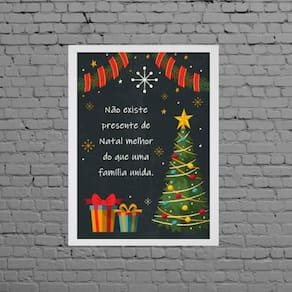 Quadro Decorativo Natal Família Reunida 45X34cm Branca