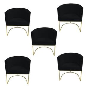 Kit 05 Poltronas Paola Base De Ferro Sued Preto D`classe Decor