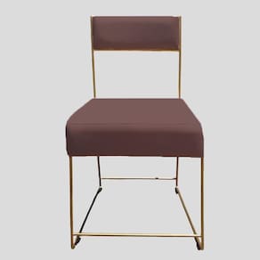 Cadeira Atena Base De Ferro Maciço Dourada Veludo Rosê D`classe Decor