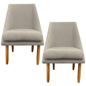 Kit 02 Cadeiras Para Sala De Jantar Ana Pés Palito Suede Bege D`classe Decor