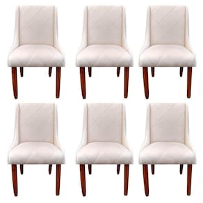Kit 06 Cadeiras Para Sala De Jantar Lizz Pés Palito Veludo Bege D`classe Decor