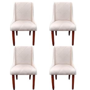 Kit 04 Cadeiras Para Sala De Jantar Lizz Pés Palito Veludo Bege D`classe Decor