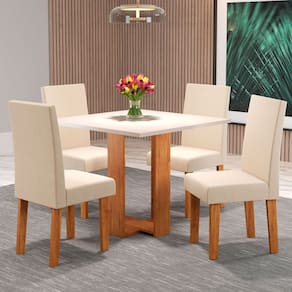 Mesa de Jantar 4 Lugares Angelina Marrom/Blonde/Nude - Pnr Móveis