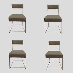 Kit 04 Cadeiras Atena Base De Ferro Maciço Dourada Suede Marrom Rato D`classe Decor
