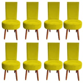 Kit 08 Cadeiras De Jantar Lisboa Sued Amarelo D`classe Decor
