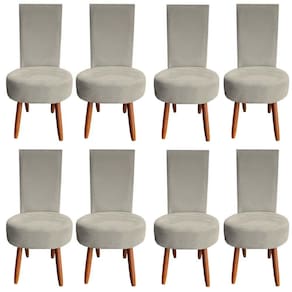Kit 08 Cadeiras De Jantar Lisboa Sued Bege D`classe Decor