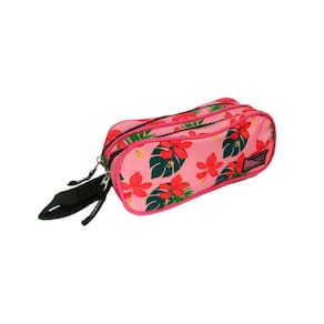 Estojo Duplo Feminino Rosa Flores Material Escolar Juvenil