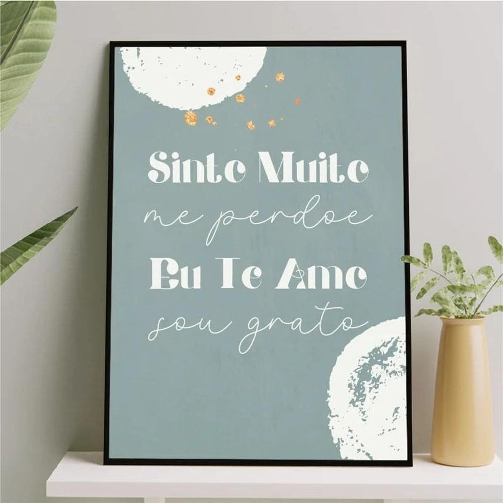 Quadro Mantra Hoponopono 33X24Cm Preta