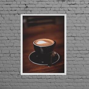 Quadro Rústico Xícara Café Coração Moldura Branca 33X24Cm