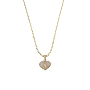 Colar Cartier 45Cm Coração Branco Letra A Banhado Ouro 18K