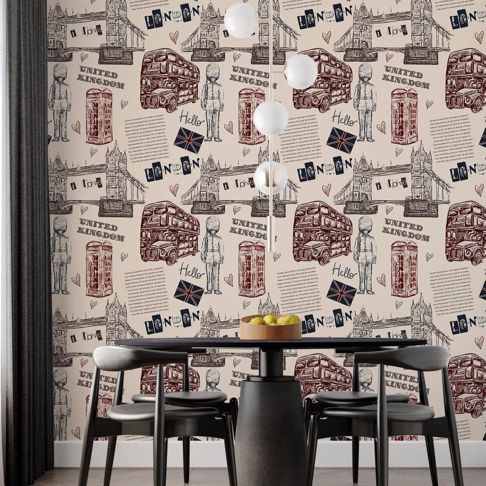 Kit 8 Rolos Papel De Parede Adesivo Londres Retro 3,0M