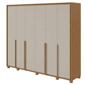 Guarda Roupa Casal Imperatore 6 Portas Amêndoa Clean Off White com Kit Sapateira e Pés – Lopas