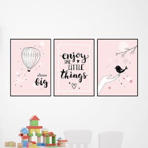 Kit 3 Quadros Enjoy The Little Things 24X18Cm