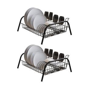 Kit 2 Escorredores de Louças Cama Isabela com Porta Copos Preto