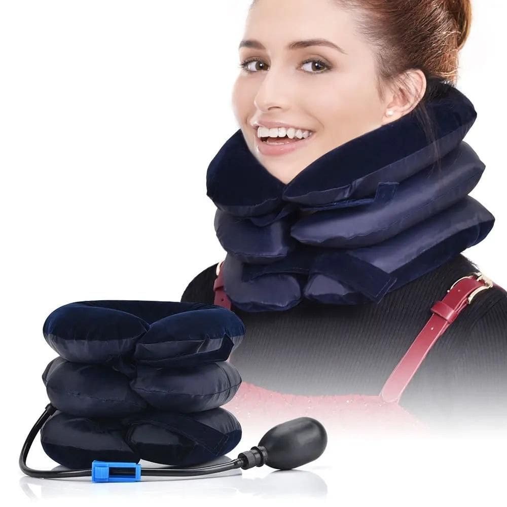Suporte Pescoco Colar Cervical Inflavel Almofada Viagem Travesseiro Protetor Ortopedico Alivio Dor Tracao Vertical Exten