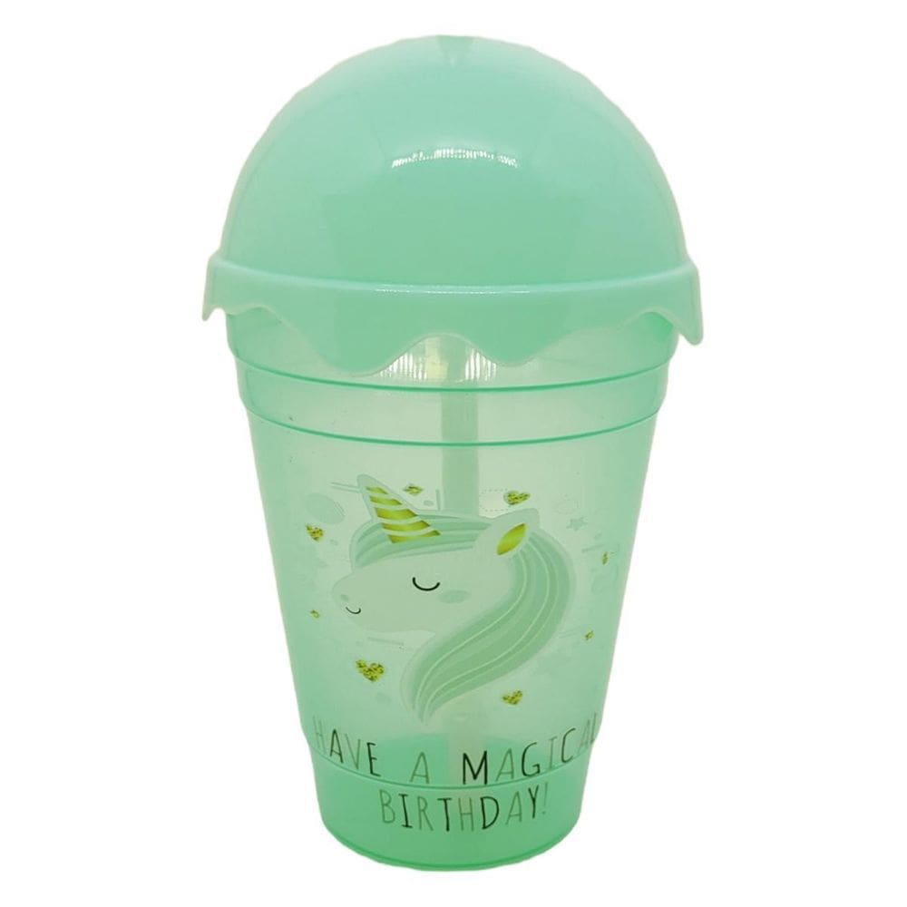 Copo Twister Shake Unicórnio 450 Ml Wincy Tampa E Canudo