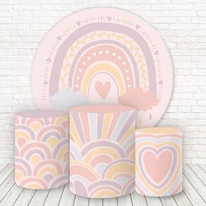 Painel Redondo Capas Tecido Sublimado Boho Rainbow Fkpc-879