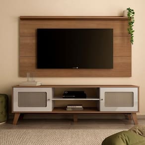 Rack com Painel com Suporte para Tv até 60 Polegadas Cinamomo/Off White